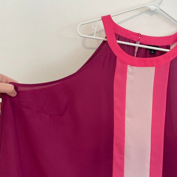 TORRID 3 Plus Size Georgette Halter Tank Berry Pink Colorblock Sleeveless Blouse - Picture 9 of 16